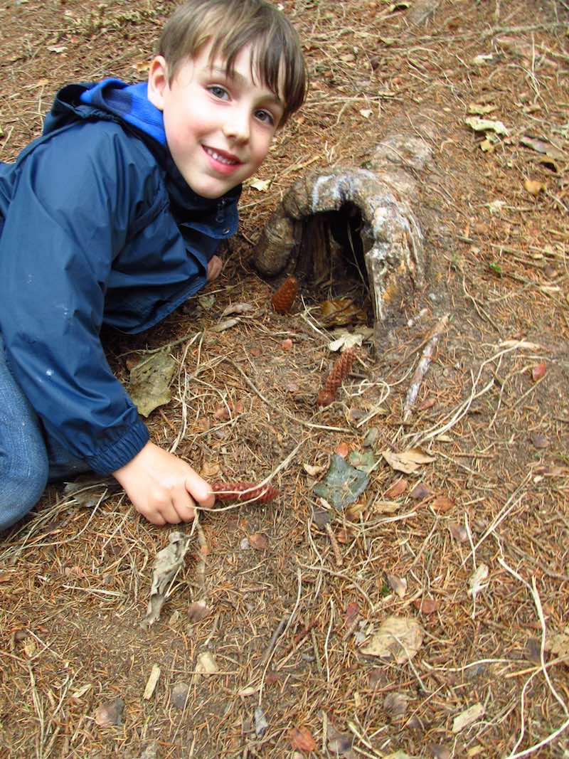Making a mini den at Forest School Holiday Club
